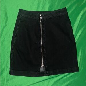 Free People Black Denim Skirt with Front Zipper size 0